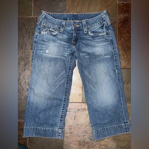 True Religion Cropped Denim Jeans in Classic Blue
